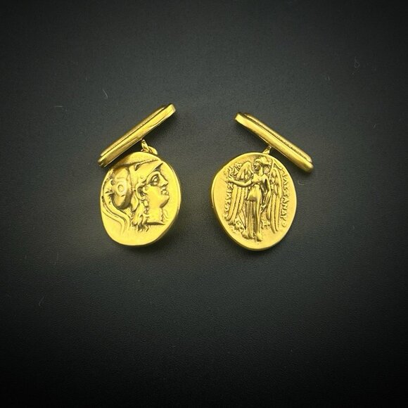 Metropolitan Museum of Art MMA Cufflinks Coin Greco Roman Greek Gold Plated - Picture 1 of 9